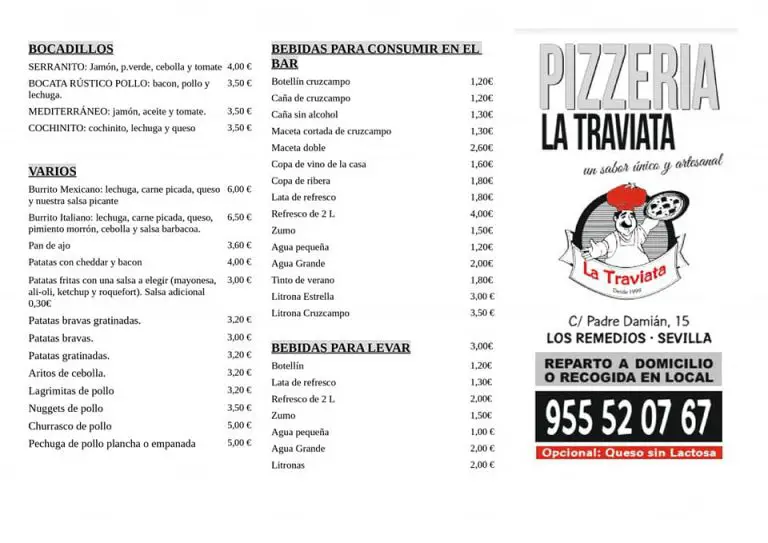 Pizzeria Bar La Traviata Sevilla Carta Ubicaci N Horario Y Contacto